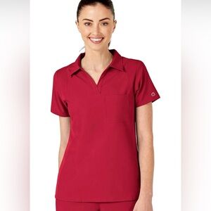 WonderWink XL Women’s Scrub Top, Red, Modern Fit 22.5” PTP, #medical #scrub